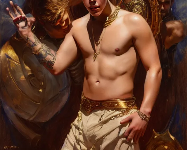 Prompt: attractive justin bieber as a god. highly detailed painting by gaston bussiere, craig mullins, j. c. leyendecker 8 k