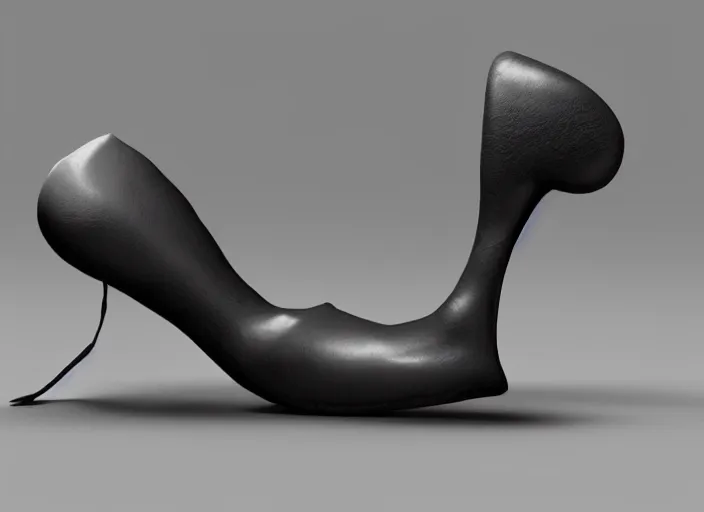 Image similar to shoe in the shape salvador dali, 3 d rendering, studio light