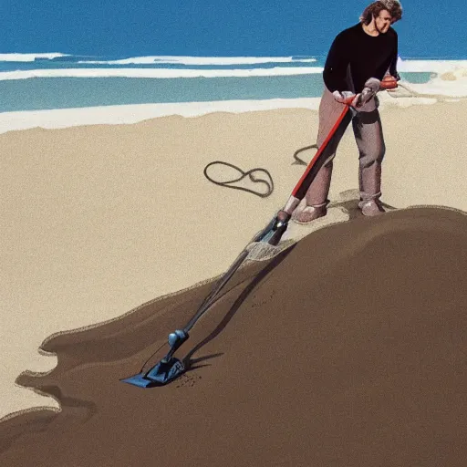 Image similar to anakin skywalker vacuuming beach to remove sand