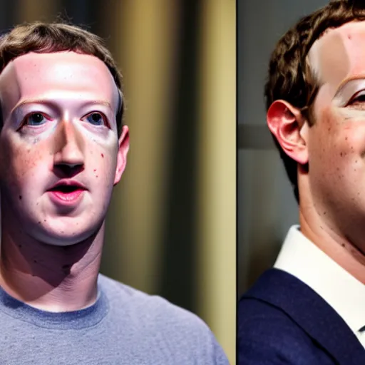 Image similar to Mark Zuckerberg with bright yellow and porous looking skin