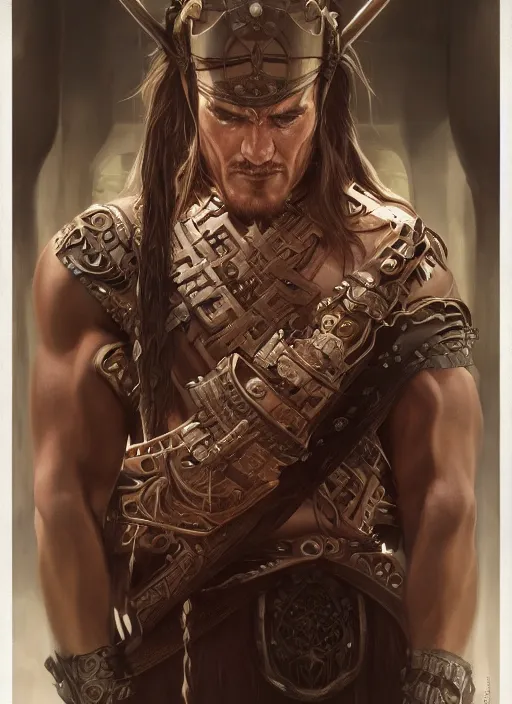 Prompt: symmetry!! conan the barbarian, machine parts embedded into face, intricate, elegant, highly detailed, digital painting, artstation, concept art, smooth, sharp focus, illustration, art by artgerm and greg rutkowski and alphonse mucha, 8 k