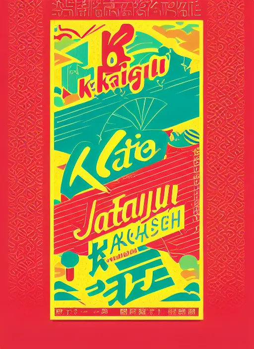 Image similar to poster design with bright and colourful vintage typographic Japanese katakana, layout design, illustrator vector graphics