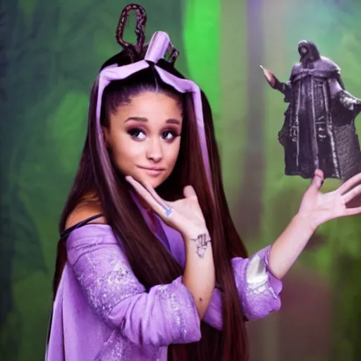 Image similar to ariana grande as a cute mage casting a spell