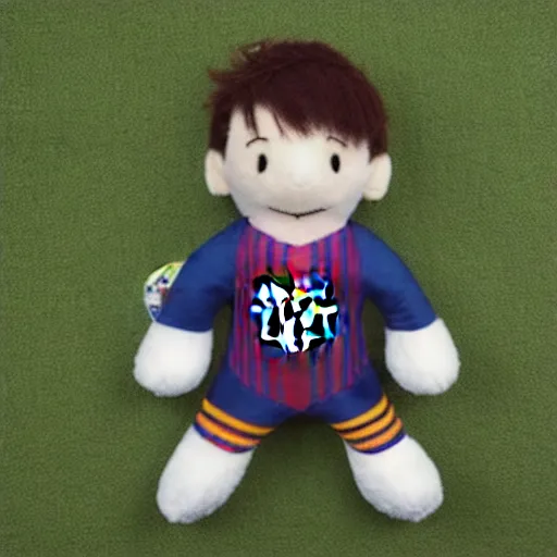 Prompt: Lionel Messi plushie toy