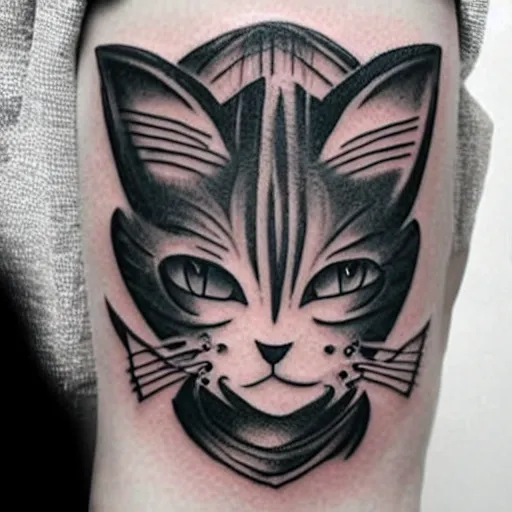 Image similar to Anime manga robot cat, tattoo on upper arm