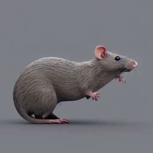 Image similar to huge armless rat, 3d render