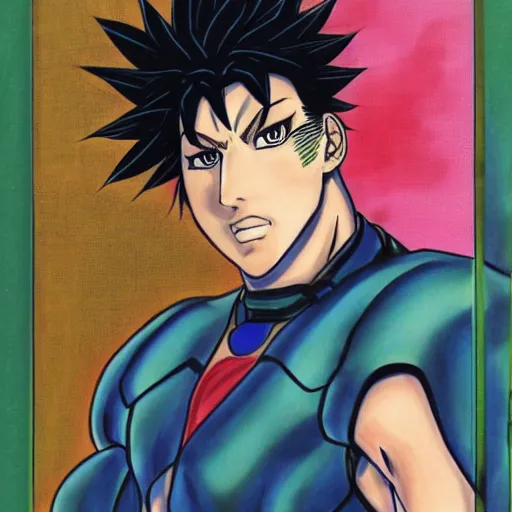 Image similar to Giga-chad portrait by Hirohiko Araki, anime by Hirohiko Araki