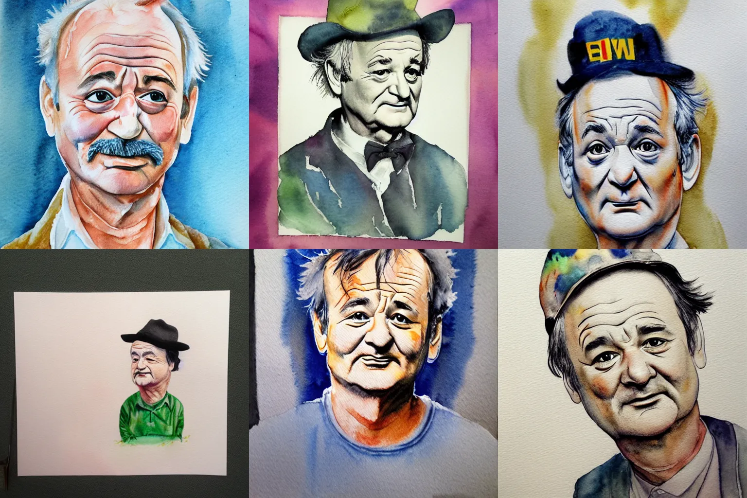 Prompt: Award winning image titled Bill Murray by Eleanor Vere Boyle detailed, watercolor, whimsical trending on artstation