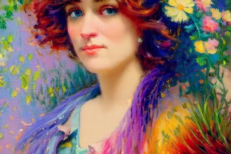 Image similar to impressionist brushstrokes!!!! lisa frank and and richard schmid and jeremy lipking victorian loose genre loose painting full length portrait painting of a walmart