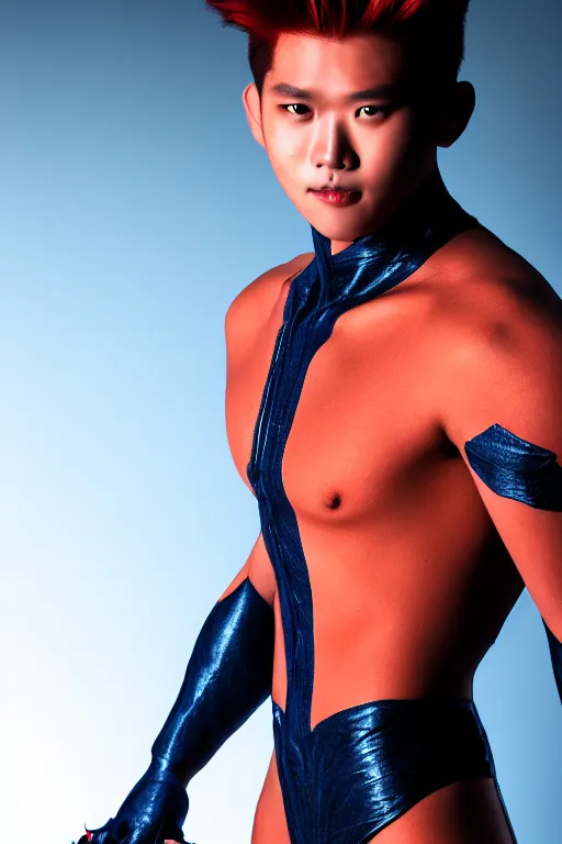 Prompt: full - length portrait of beast x - man, fashion color studio lighting, 3 5 mm, close - up