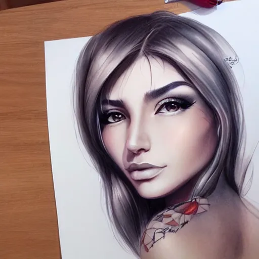 Image similar to tattoo design, beautiful portrait of a girl by artgerm, artgerm