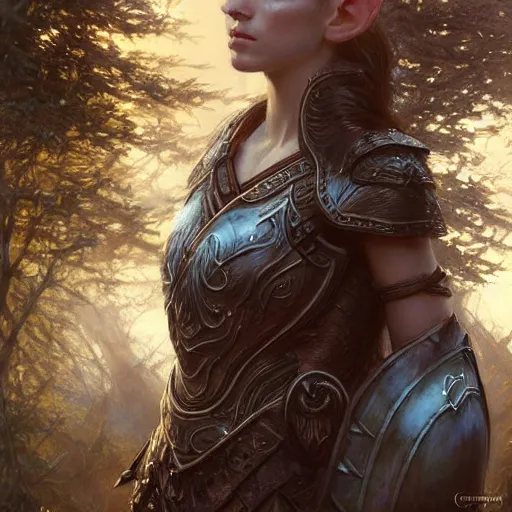 Image similar to standing elf with armor of rivendel, epic masterpiece of cinematographic hyperrealism, realistic shaded lighting poster by craig mallismo, artgerm, jeremy lipkin and michael garmash, unreal engine, radiant light, detailed and intricate environment, digital art, art station trends