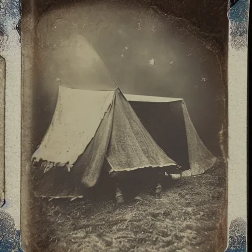 Image similar to tintype photo, underwater, circus tent on fire