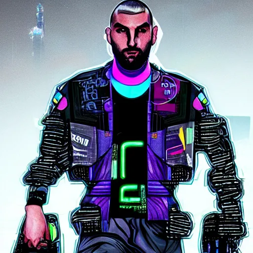 Prompt: benzema with cyberpunk style