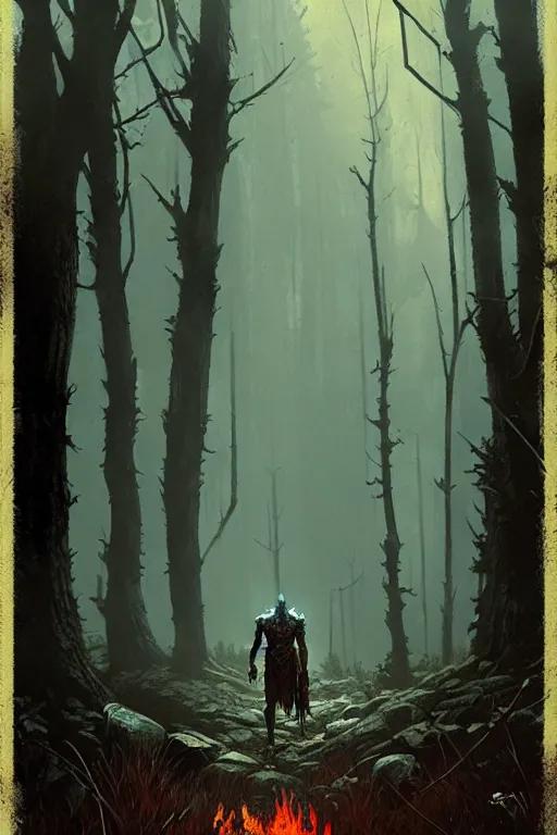 Prompt: greg rutkowski poster. draugr in the woods