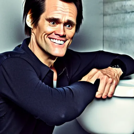 Prompt: Jim Carrey inside a toilet bowl