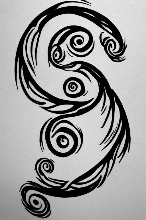 Image similar to a simple tattoo design of flying birds in a 8 shape spiral, black ink, logo