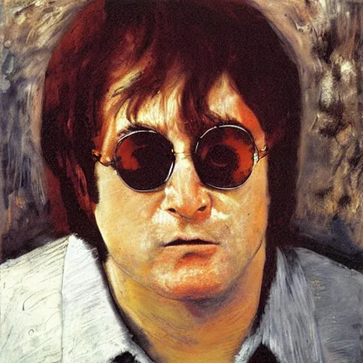 an oil painting of elton john lennon crying by cy | Stable Diffusion ...