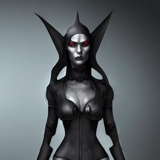 Prompt: techno dark elf spy, character concept, digital art, art station, hd, hyperrealistic