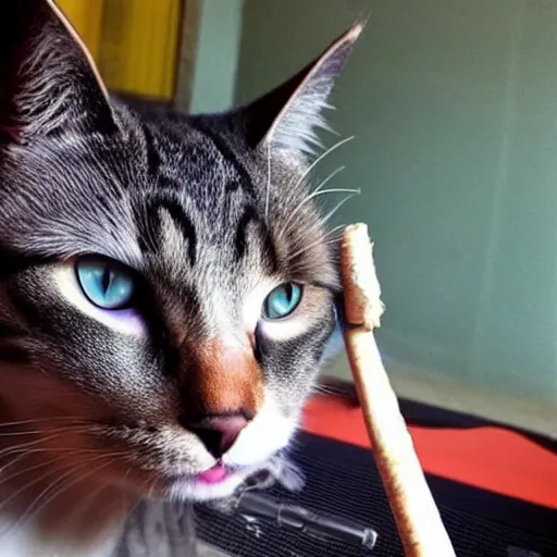 Prompt: cat smokes a giant blunt.