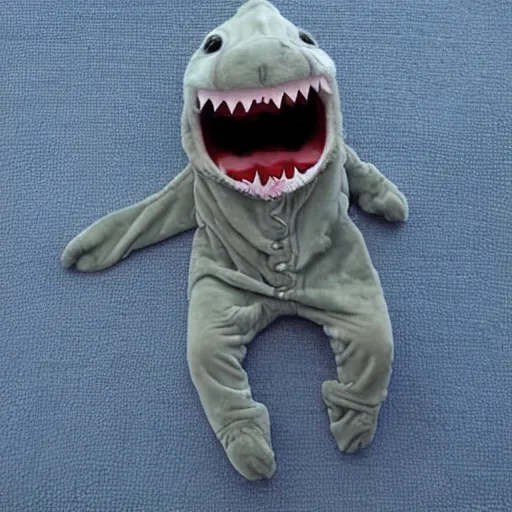 Image similar to cute and cuddly shark dressed in a onesie