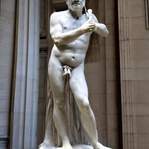 Image similar to bill murray as a marmor statue by michelangelo, church background