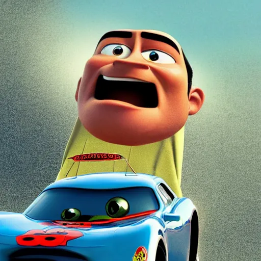 Image similar to car jesus christ on the cross as a car, as a car from the movie pixar's cars 2,