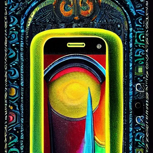 Image similar to smartphone in the style of art noveau