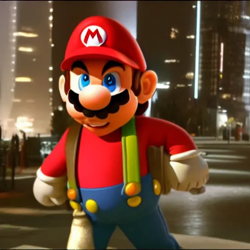 Prompt: chris pratt as mario, move still, cinematic lighting