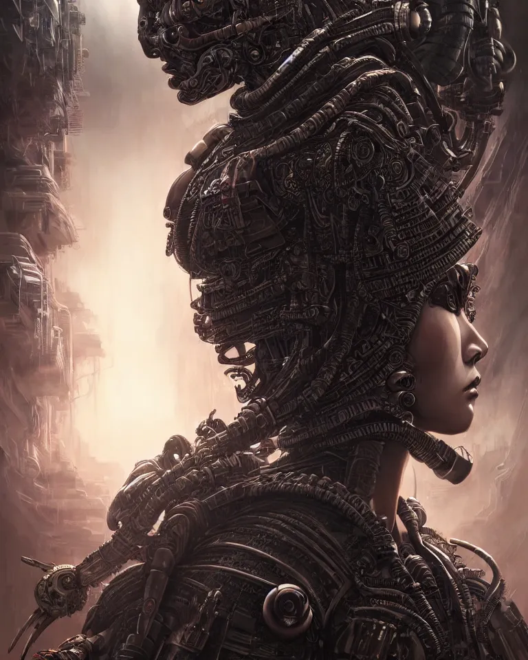 Prompt: ultra realist intricate detailed portrait of a dark samurai cyberpunk girl in an alien landscape, insanity, accurate features, apocalyptic, very intricate details, 8 k resolution, dim lighting, volumetric lighting, artstyle, dennis wojtkiewicz and evelyn de morgan, award winning