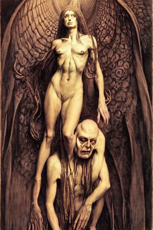 Prompt: an occult and esoteric portrait of aleister crowley by wayne barlowe, by gustav moreau, by goward, by gaston bussiere, by roberto ferri, by waterhouse, by santiago caruso, by luis ricardo falero, by austin osman spare, ( ( ( ( occult art ) ) ) ) saturno butto