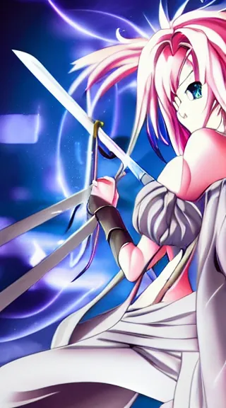 Image similar to Anime Screenshot of a Baiken unsheathing her sword at night, strong blue rimlit, visual-key, anime illustration, pixiv, anime-twitter