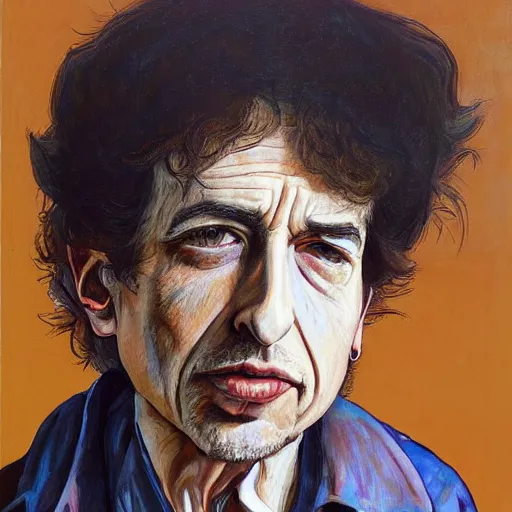 Prompt: portrait of bob dylan, painting by paula rego, high detail, high resolution
