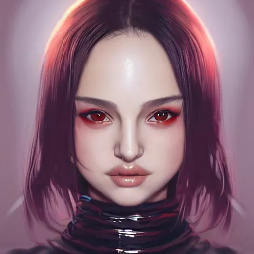 Image similar to a beautiful young japanese natalie portman alluring model in crop top, wearing a demonic latex mask that looks like an attractive succubus by guweiz and wlop and ilya kuvshinov and artgerm symmetrical eyes, aesthetic, gorgeous, stunning, attractive, artstation, deviantart, pinterest, digital art