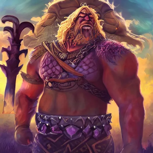 Prompt: a hyper realistic full body portrait of a cartoon character brought to the real world, a combination of a beefy conan the barbarian and a warlock with a kind heart, in the background is a normal suburban backyard by Anato Finnstark, Jordan Grimmer, Ross Tran, 8k,