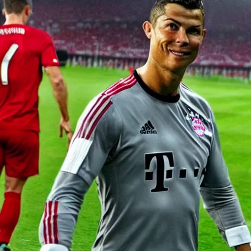 Image similar to Christiano Ronaldo in FC Bayern jersey