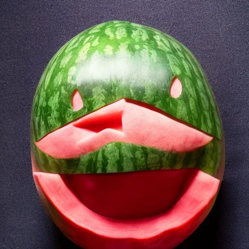 Prompt: matt berry with a watermelon carved like matt berry's face for a head, wide shot, photo realistic, realistic lighting, realistic shadows