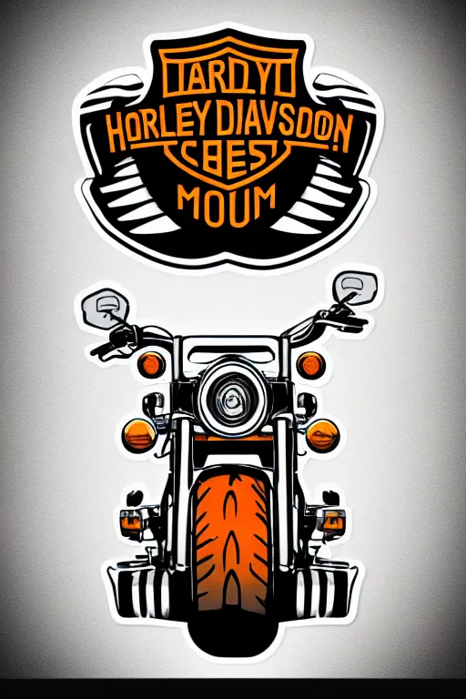 Image similar to Harley Davidson motorbike , sticker, colorful, illustration, highly detailed, simple, smooth and clean vector curves, no jagged lines, vector art, smooth