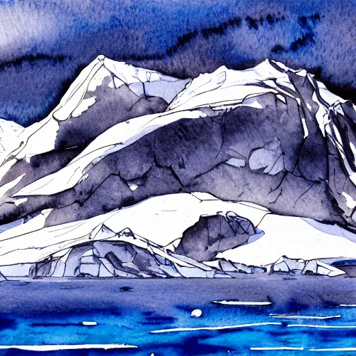 Image similar to splendorous and venerable Antarctica dynamic lighting, cinematic, establishing shot, extremely high detail, photo realistic, cinematic lighting, watercolor, intricate line drawings, 8k resolution