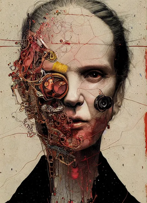 Image similar to marie curie, eun emerging from renaissance italy into a cyberpunk mutiversal realm by conrad roset, nicola samuri, dino valls, m. w. kaluta, jakub rebelka, rule of thirds, seductive look, beautiful