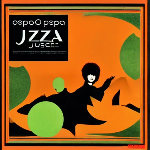 Image similar to 6 0's japanese jazz fusion, album cover, casiopea, orange, green, moringa juice