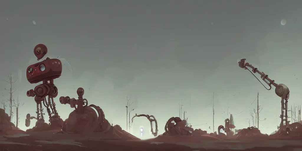 Image similar to a beautiful matte painting of a robot by simon stalenhag and abigail larson, trending on artstation