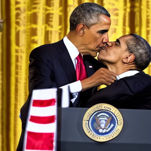 Image similar to obama and trump kissing, 4k