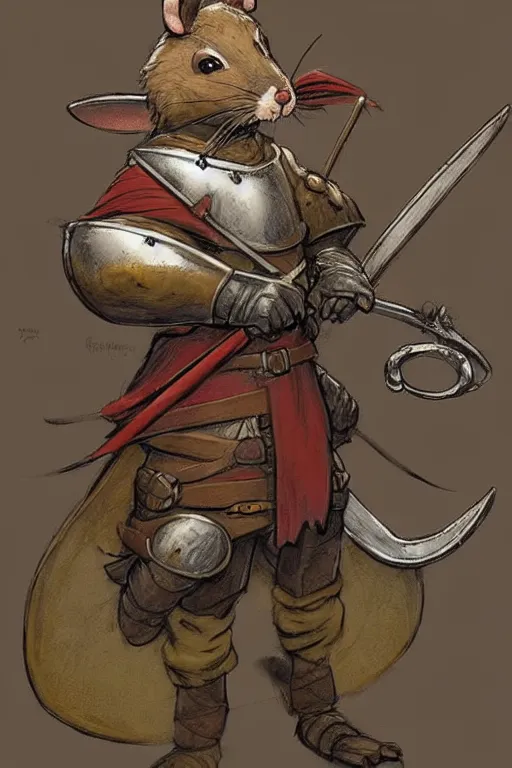 Image similar to a heroic mouse knight with sword and shield, redwall, greg rutowski and jean baptiste monge, detailed, epic fantasy concept art