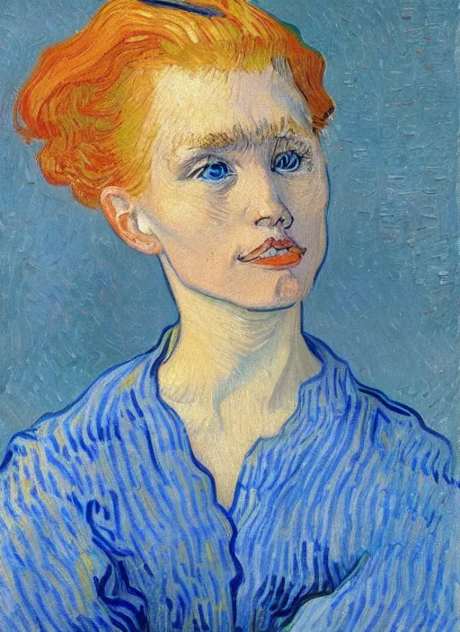 Image similar to lifelike oil painting portrait of ariel by van gogh