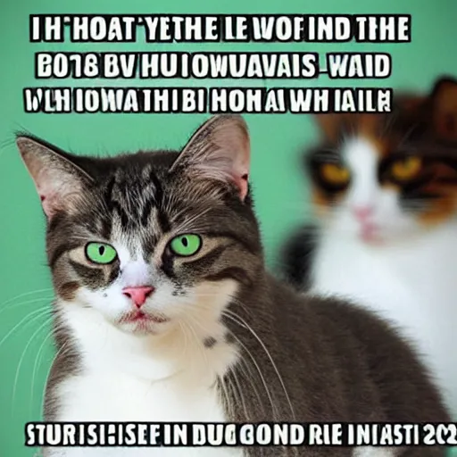 Prompt: cat meme from the year 3 0 0 0
