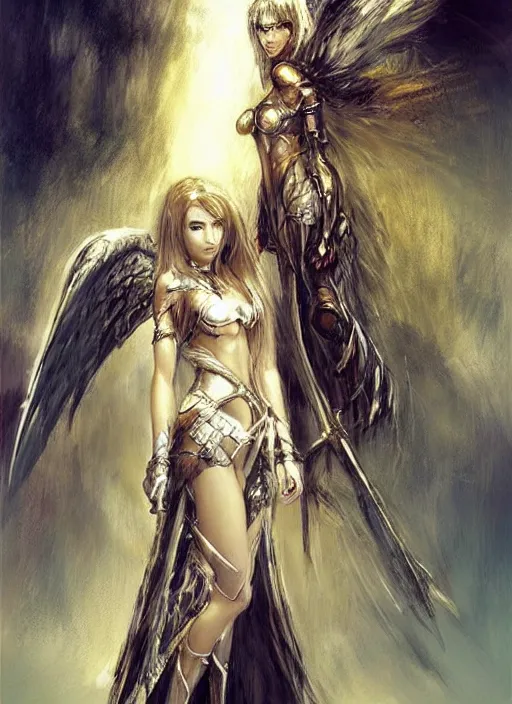 Image similar to concept art, angel knight girl. by artstation trending, by joseph mallord william turner, luis royo, highly detailed