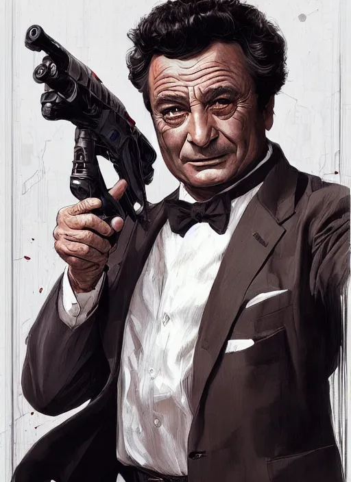 Image similar to Peter Falk as Columbo as a Ghostbuster, intricate, elegant, highly detailed, centered, digital painting, artstation, concept art, smooth, sharp focus, illustration, artgerm, donato giancola, Joseph Christian Leyendecker, WLOP, Artgerm
