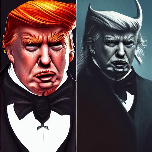 Image similar to portrait of trump dracula, wolverine, intricate, elegant, highly detailed, centered, grungy, digital painting, artstation, concept art, smooth, sharp focus, boris vallejo