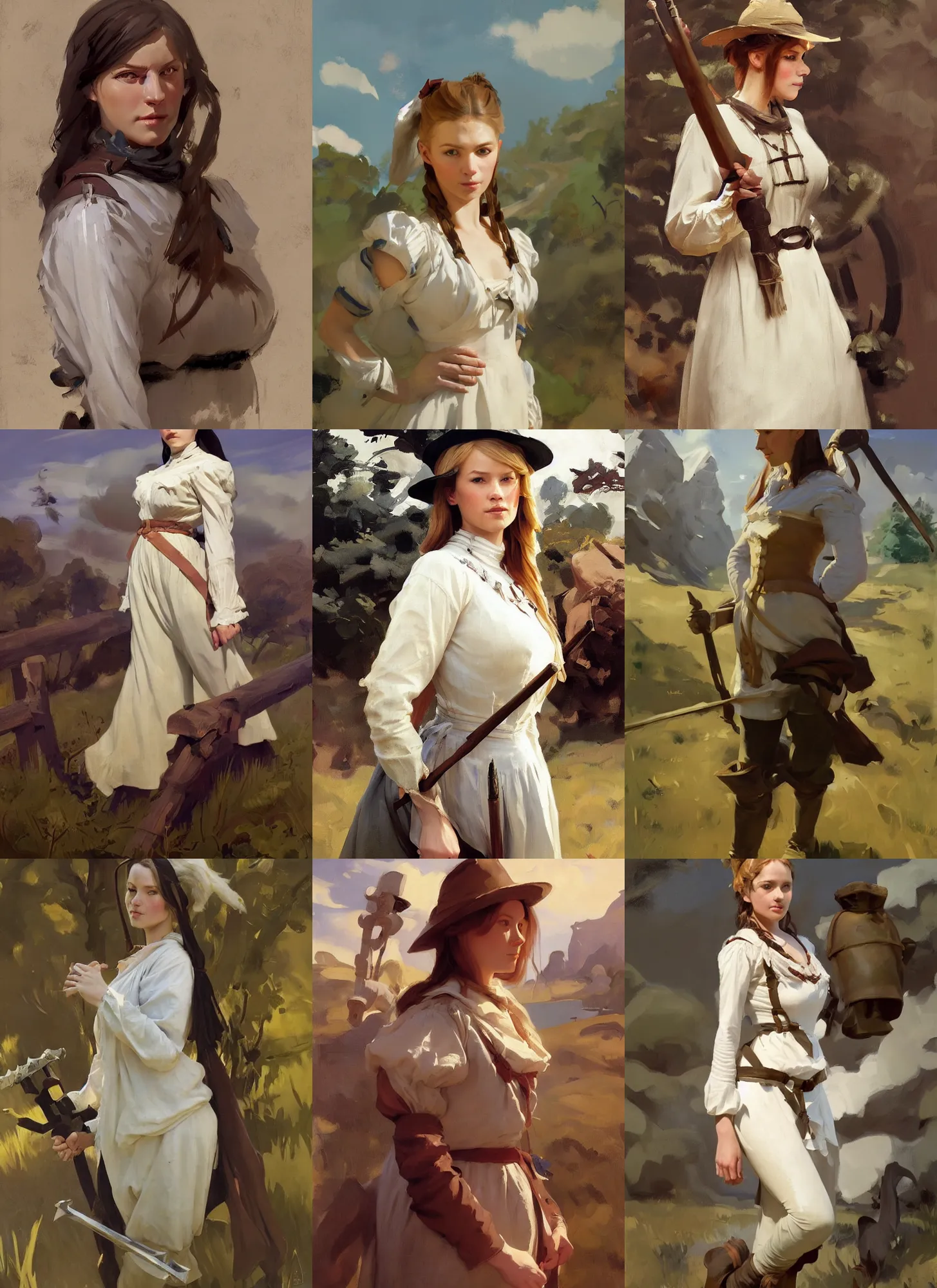 Prompt: portrait of finnish norway scandinavian attractive 1 7 th century village maiden in the field jodhpurs greg manchess painting by sargent and leyendecker, studio ghibli, fantasy, medium shot, asymmetrical, intricate, elegant, matte painting, illustration, hearthstone, by greg rutkowski, by greg tocchini, by james gilleard, by joe fenton